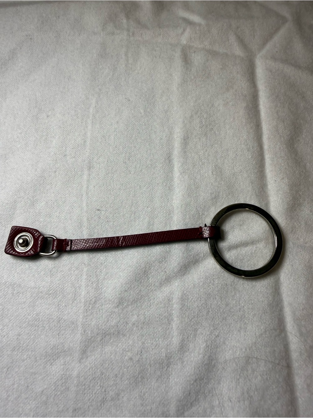 Prada Saffiano Leather Key Ring Bag Charm Replacement Accessory Burgundy